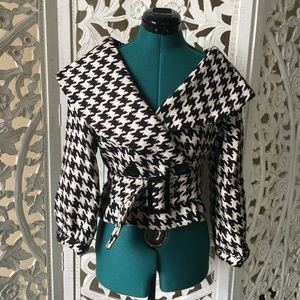 NWOT Georgiou Houndstooth Wool Jacket / Coat -Sz 2